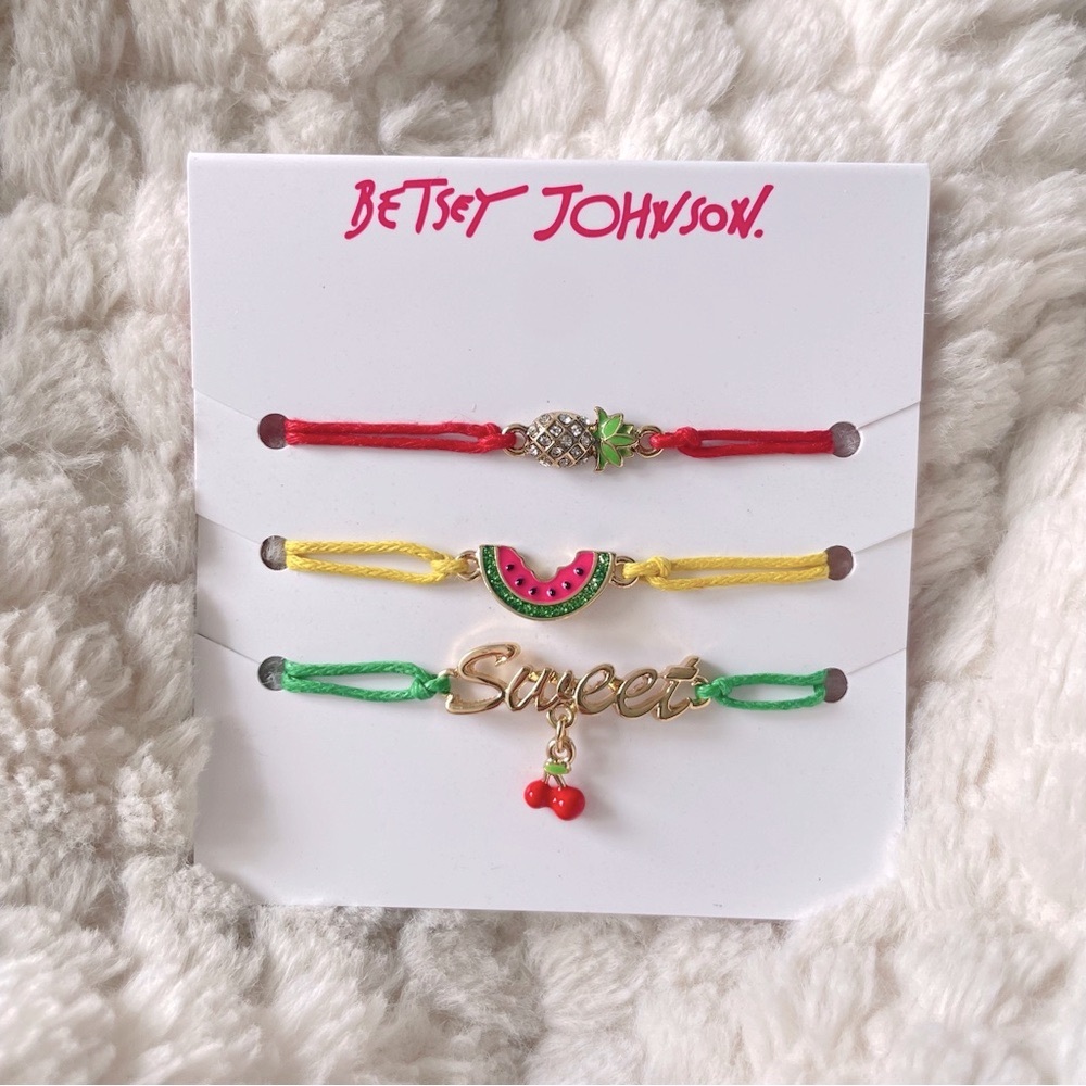 Betsey Johnson Set of Three Fruit Edition Bracelets NWT